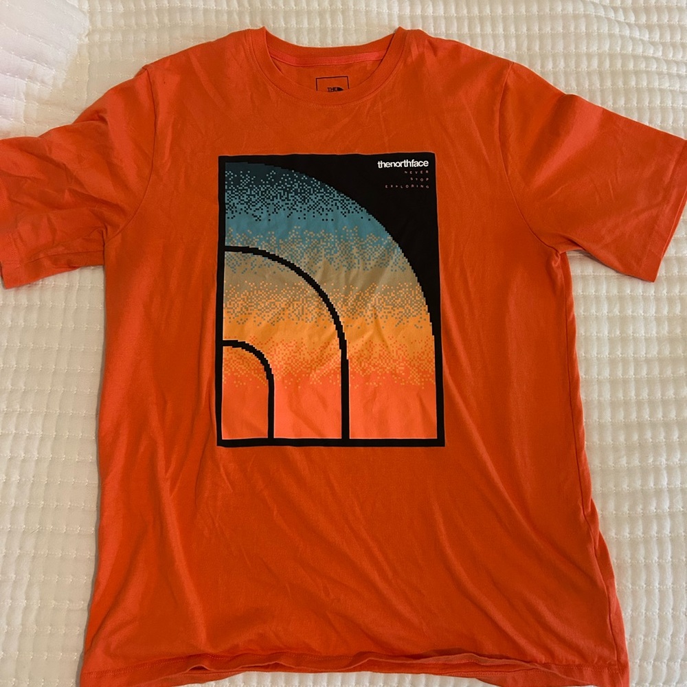 The North Face Men's Vibrant Orange Tee with Graphic Design
